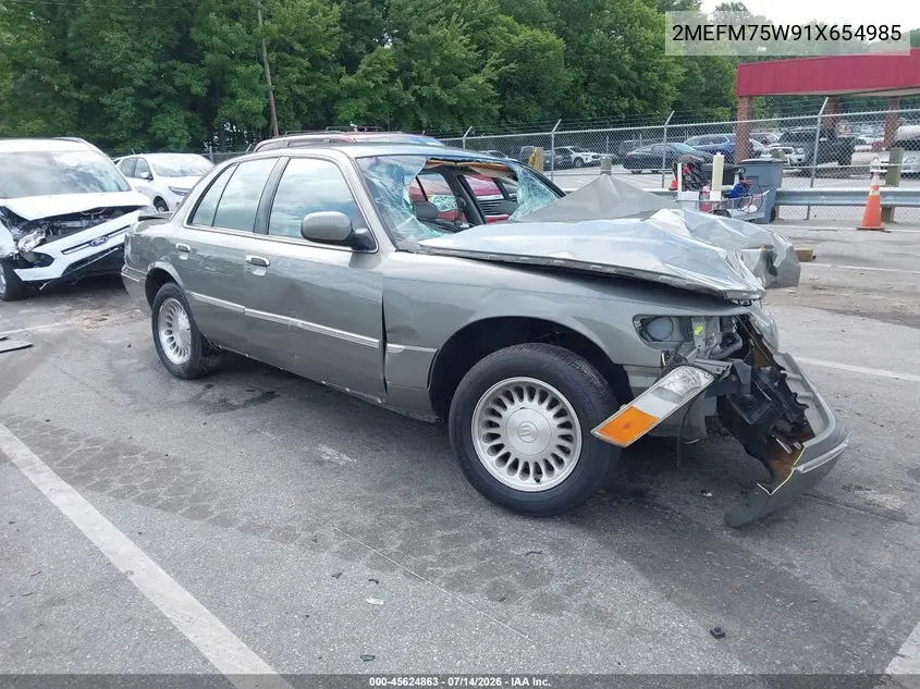 2001 Mercury Grand Marquis Ls VIN: 2MEFM75W91X654985 Lot: 45624863