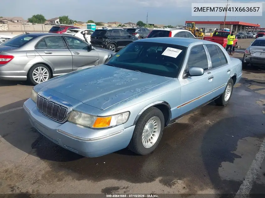 2001 Mercury Grand Marquis Ls VIN: 2MEFM75W41X663657 Lot: 45641665