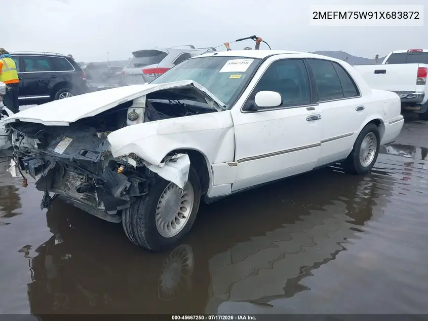 2001 Mercury Grand Marquis Ls VIN: 2MEFM75W91X683872 Lot: 45667250