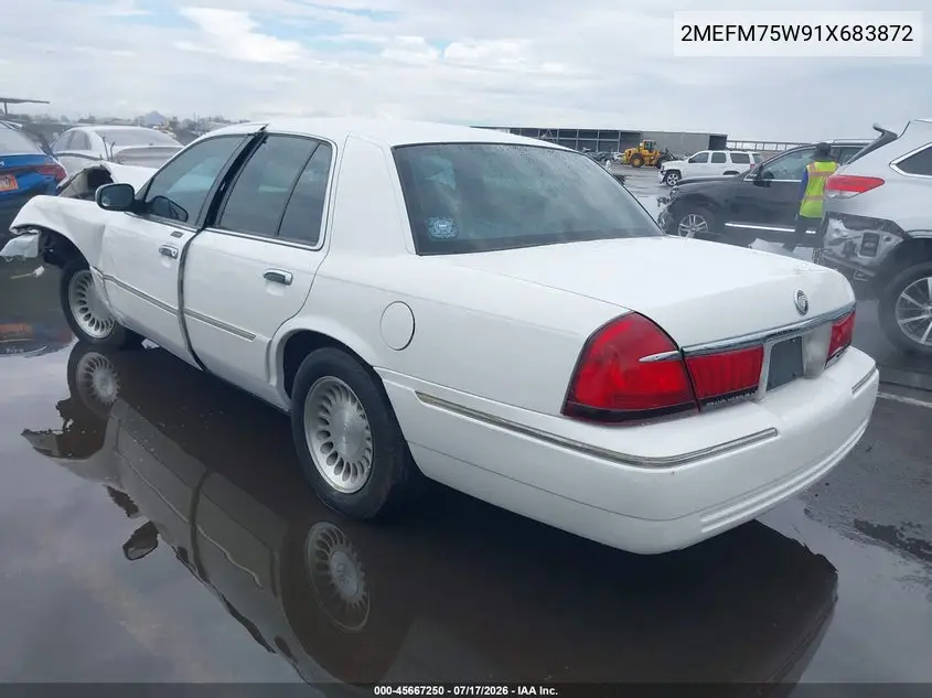2001 Mercury Grand Marquis Ls VIN: 2MEFM75W91X683872 Lot: 45667250
