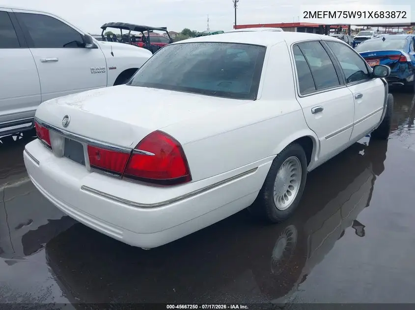 2001 Mercury Grand Marquis Ls VIN: 2MEFM75W91X683872 Lot: 45667250