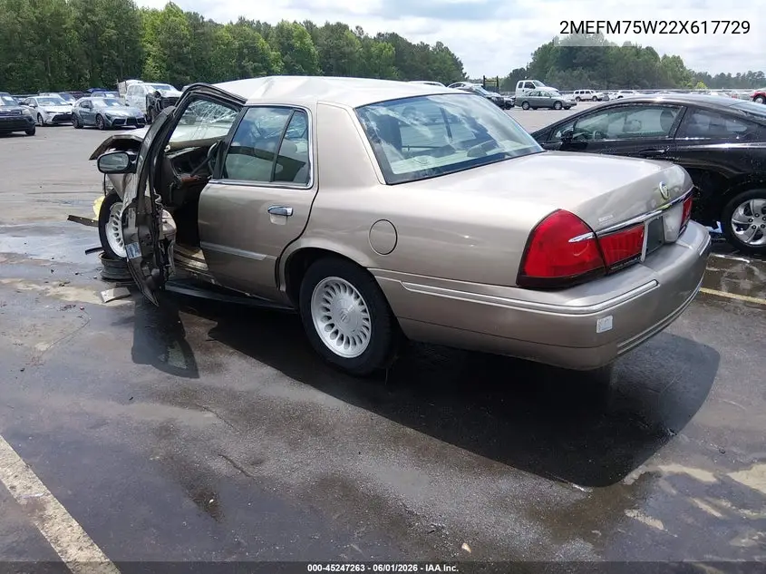 2002 Mercury Grand Marquis Ls VIN: 2MEFM75W22X617729 Lot: 45247263