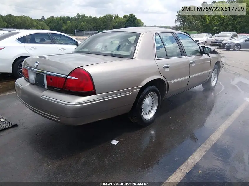 2002 Mercury Grand Marquis Ls VIN: 2MEFM75W22X617729 Lot: 45247263