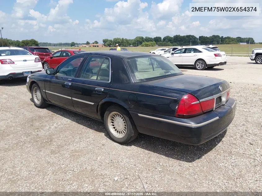 2002 Mercury Grand Marquis Ls VIN: 2MEFM75W02X654374 Lot: 45655552