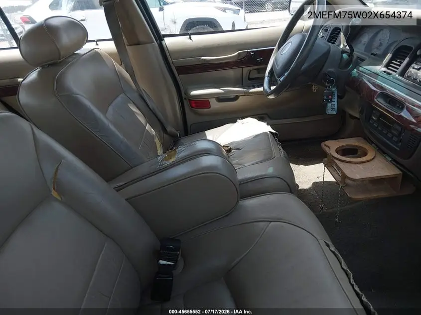 2002 Mercury Grand Marquis Ls VIN: 2MEFM75W02X654374 Lot: 45655552