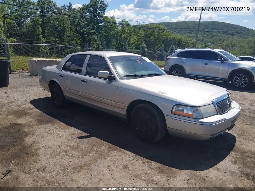 2003 Mercury Grand Marquis Gs VIN: 2MEFM74W73X700219 Lot: 45191671