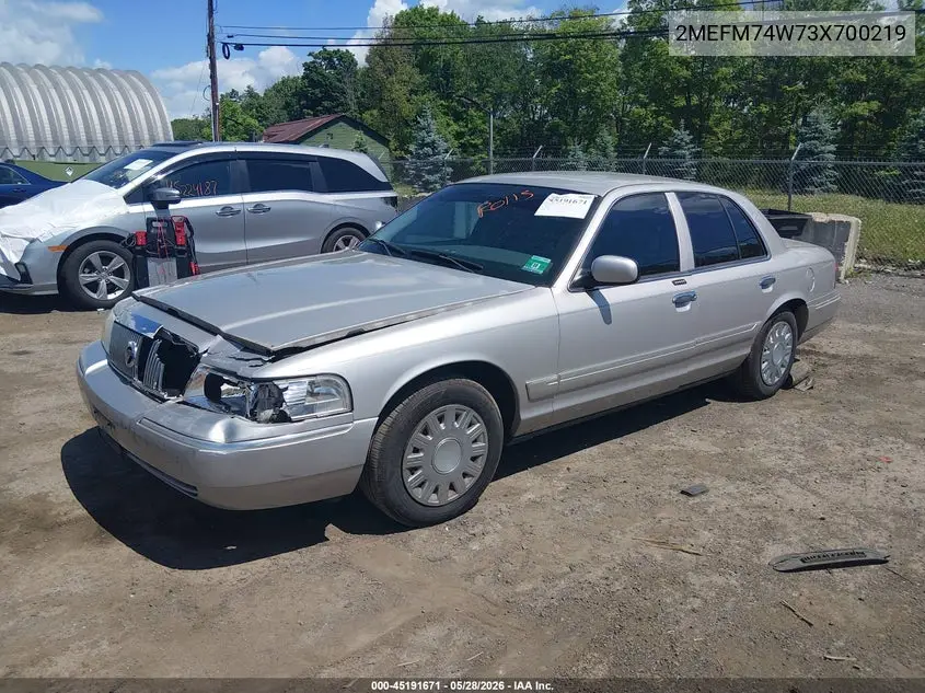 2003 Mercury Grand Marquis Gs VIN: 2MEFM74W73X700219 Lot: 45191671