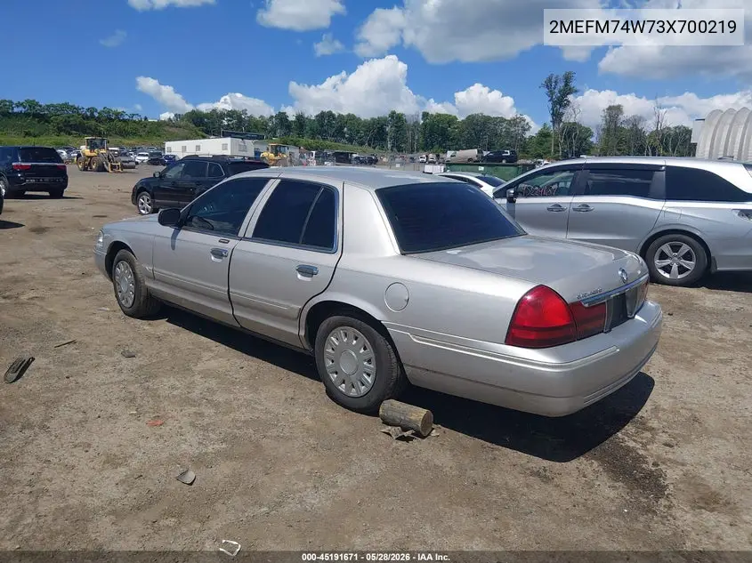 2003 Mercury Grand Marquis Gs VIN: 2MEFM74W73X700219 Lot: 45191671