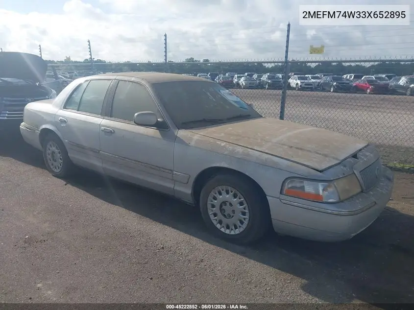 2003 Mercury Grand Marquis Gs VIN: 2MEFM74W33X652895 Lot: 45222852