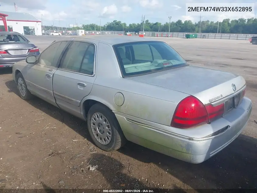 2003 Mercury Grand Marquis Gs VIN: 2MEFM74W33X652895 Lot: 45222852
