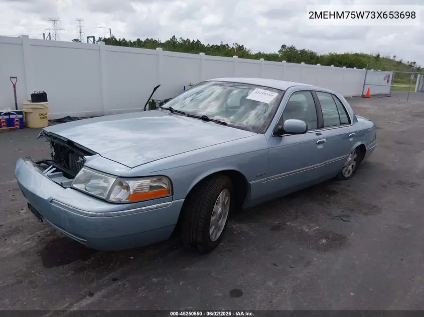 2003 Mercury Grand Marquis Ls VIN: 2MEHM75W73X653698 Lot: 45250550
