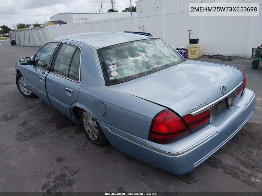 2003 Mercury Grand Marquis Ls VIN: 2MEHM75W73X653698 Lot: 45250550
