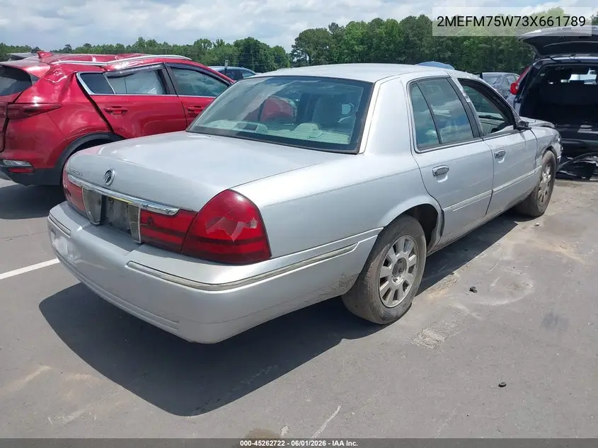 2003 Mercury Grand Marquis Ls VIN: 2MEFM75W73X661789 Lot: 45262722