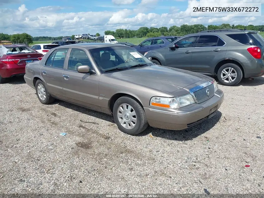 2003 Mercury Grand Marquis Ls VIN: 2MEFM75W33X672272 Lot: 45397257
