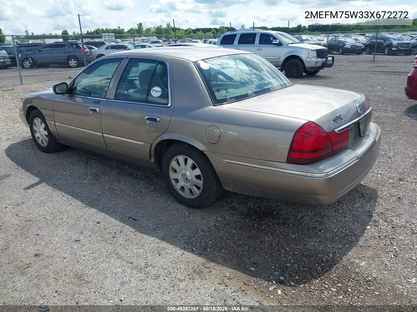 2003 Mercury Grand Marquis Ls VIN: 2MEFM75W33X672272 Lot: 45397257