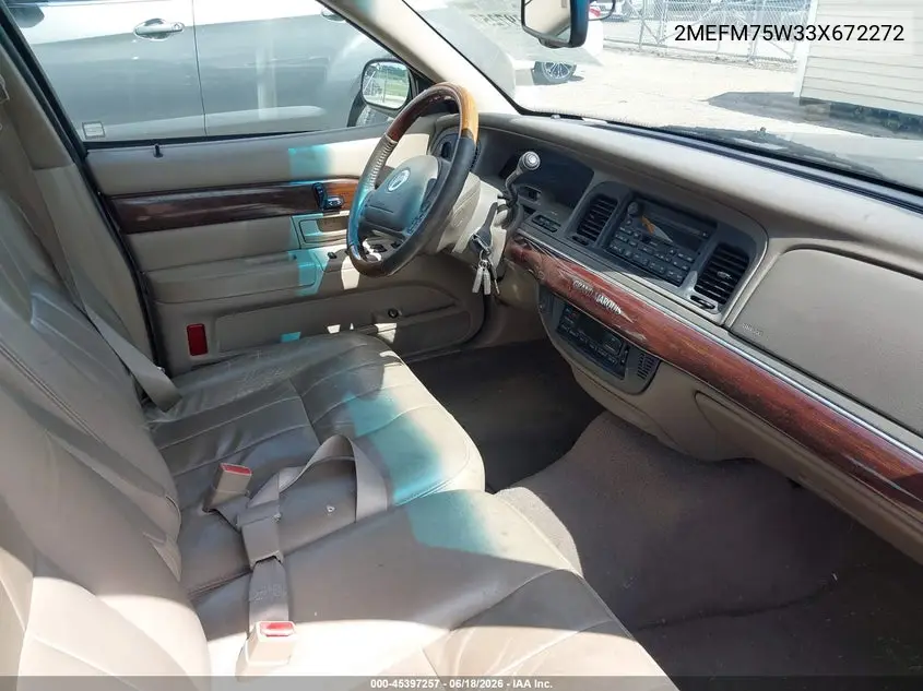2003 Mercury Grand Marquis Ls VIN: 2MEFM75W33X672272 Lot: 45397257