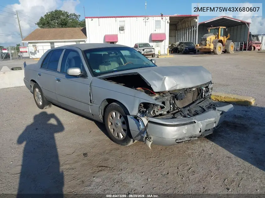 2003 Mercury Grand Marquis Ls VIN: 2MEFM75W43X680607 Lot: 45472286