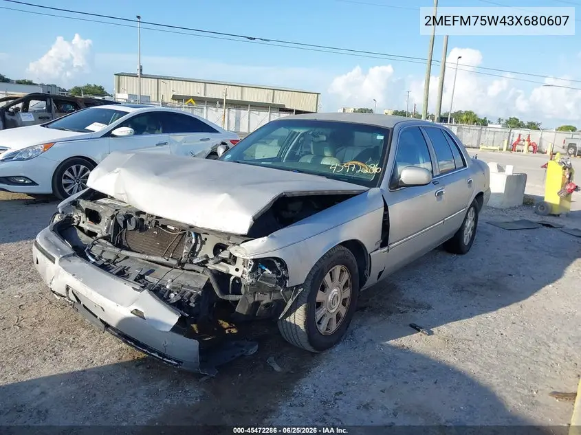 2003 Mercury Grand Marquis Ls VIN: 2MEFM75W43X680607 Lot: 45472286
