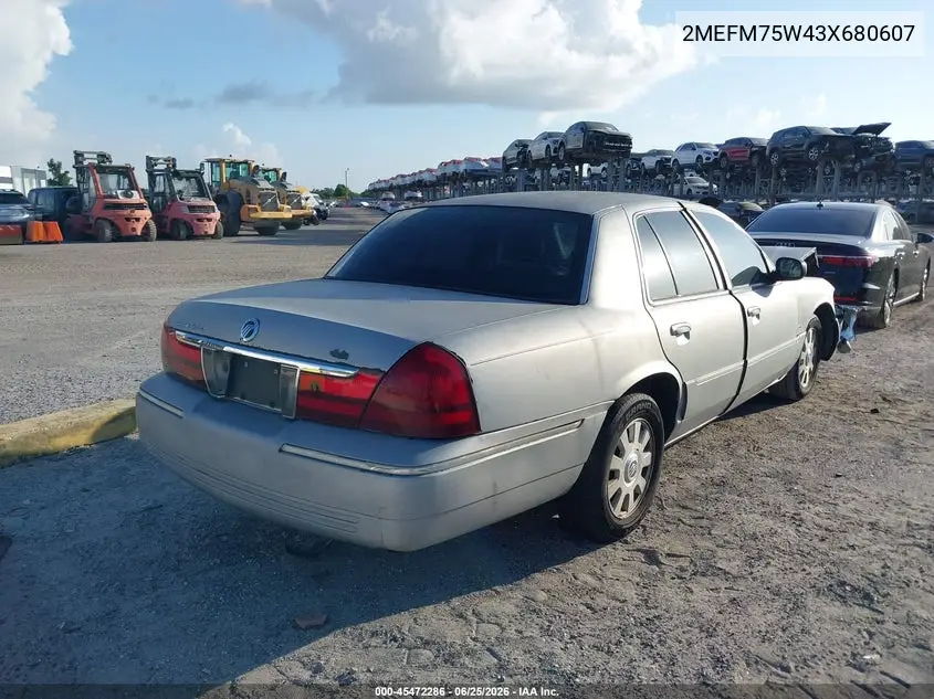 2003 Mercury Grand Marquis Ls VIN: 2MEFM75W43X680607 Lot: 45472286