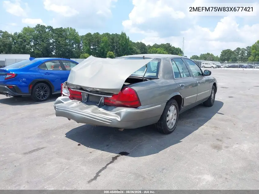 2003 Mercury Grand Marquis Ls VIN: 2MEFM75W83X677421 Lot: 45495024