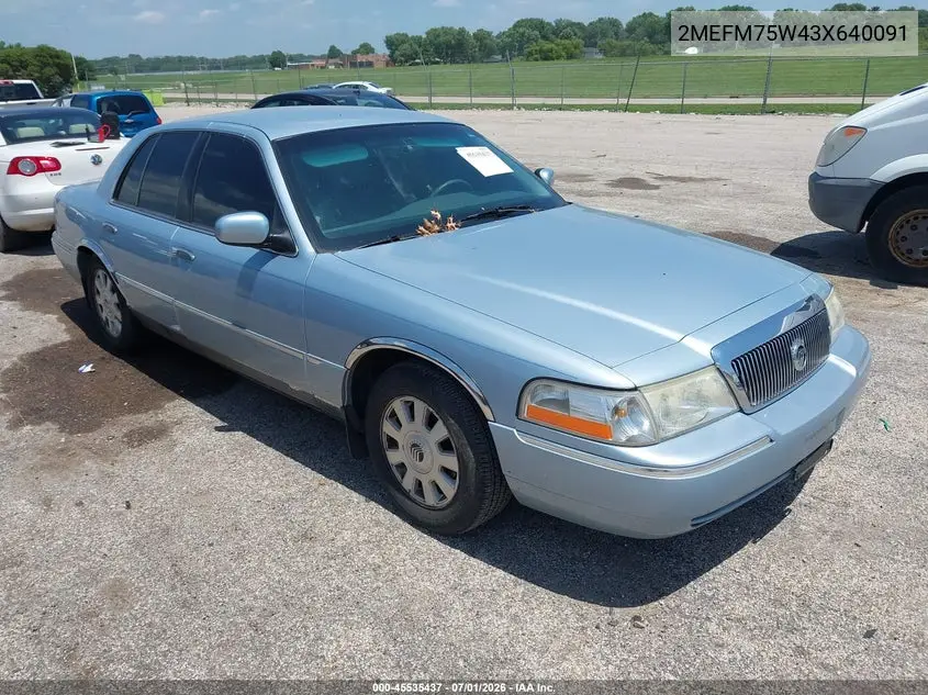 2003 Mercury Grand Marquis Ls VIN: 2MEFM75W43X640091 Lot: 45535437