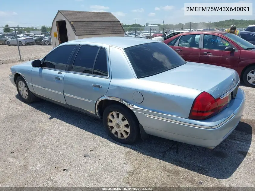2003 Mercury Grand Marquis Ls VIN: 2MEFM75W43X640091 Lot: 45535437