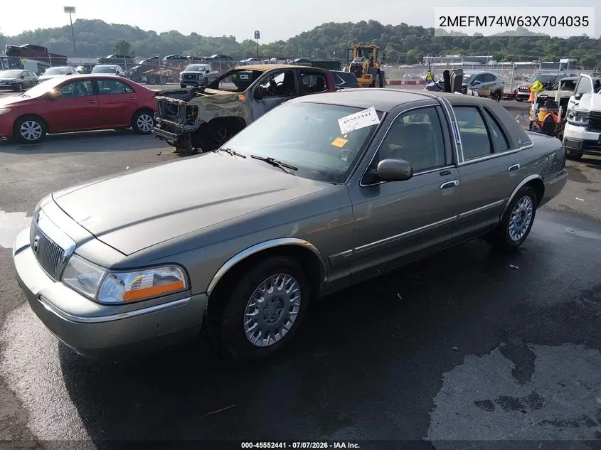 2003 Mercury Grand Marquis Gs VIN: 2MEFM74W63X704035 Lot: 45552441