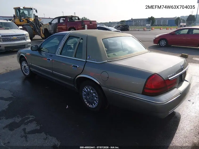 2003 Mercury Grand Marquis Gs VIN: 2MEFM74W63X704035 Lot: 45552441