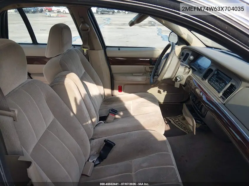 2003 Mercury Grand Marquis Gs VIN: 2MEFM74W63X704035 Lot: 45552441