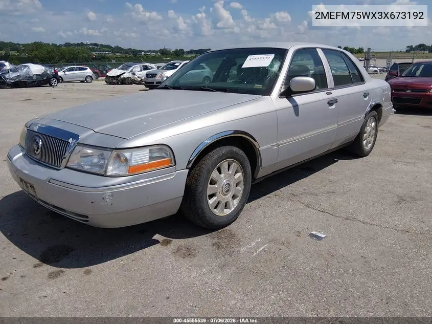 2003 Mercury Grand Marquis Ls VIN: 2MEFM75WX3X673192 Lot: 45555539