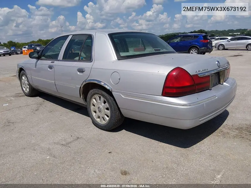 2003 Mercury Grand Marquis Ls VIN: 2MEFM75WX3X673192 Lot: 45555539