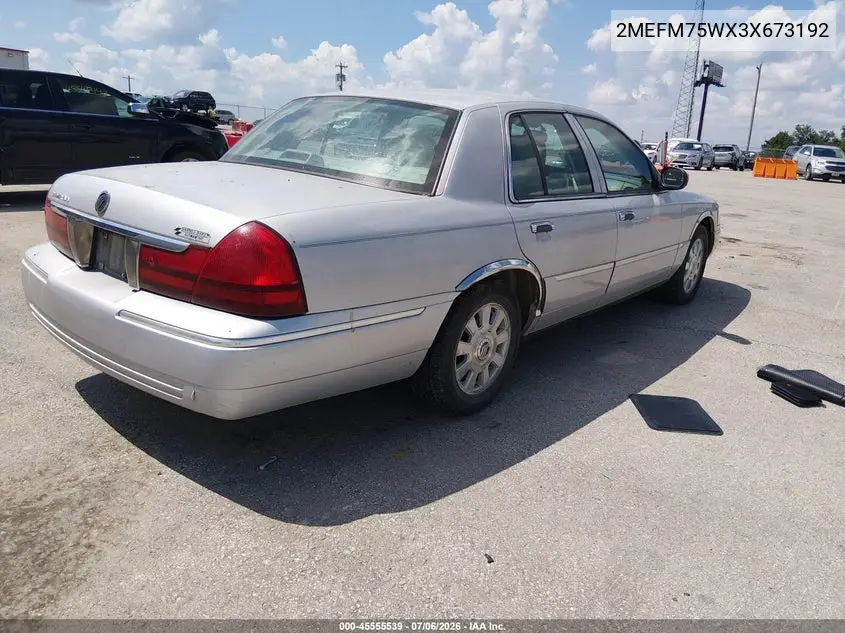 2003 Mercury Grand Marquis Ls VIN: 2MEFM75WX3X673192 Lot: 45555539