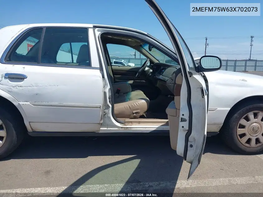 2003 Mercury Grand Marquis Ls VIN: 2MEFM75W63X702073 Lot: 45561823