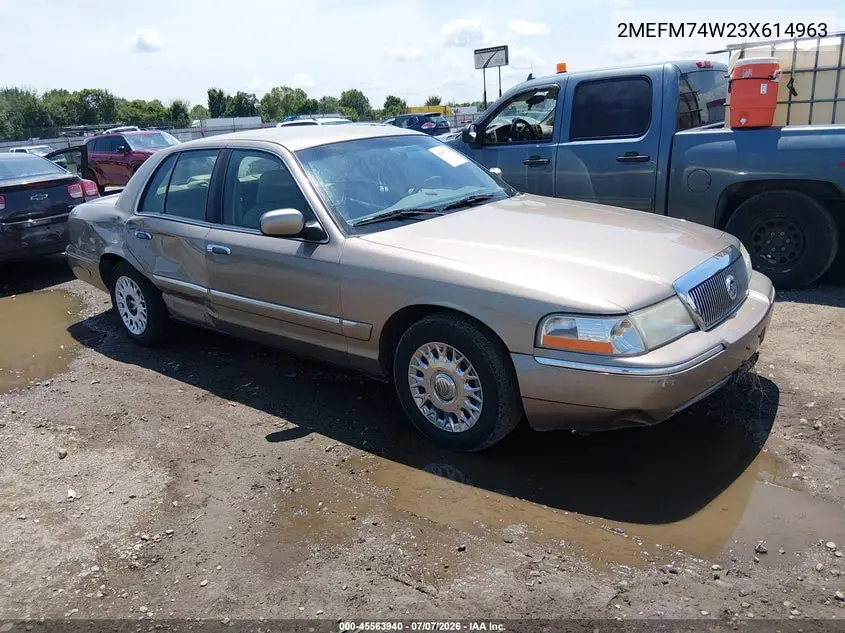 2003 Mercury Grand Marquis Gs VIN: 2MEFM74W23X614963 Lot: 45563940