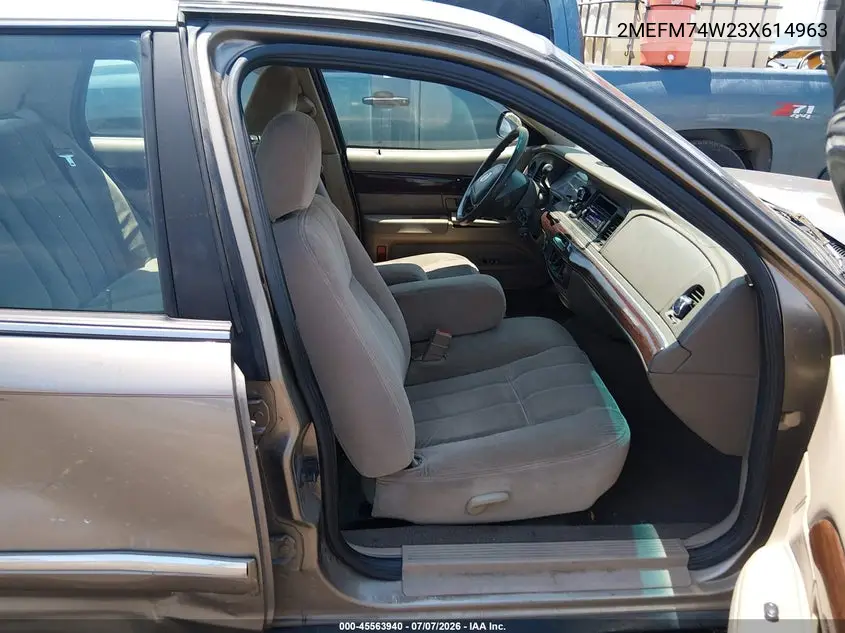 2003 Mercury Grand Marquis Gs VIN: 2MEFM74W23X614963 Lot: 45563940
