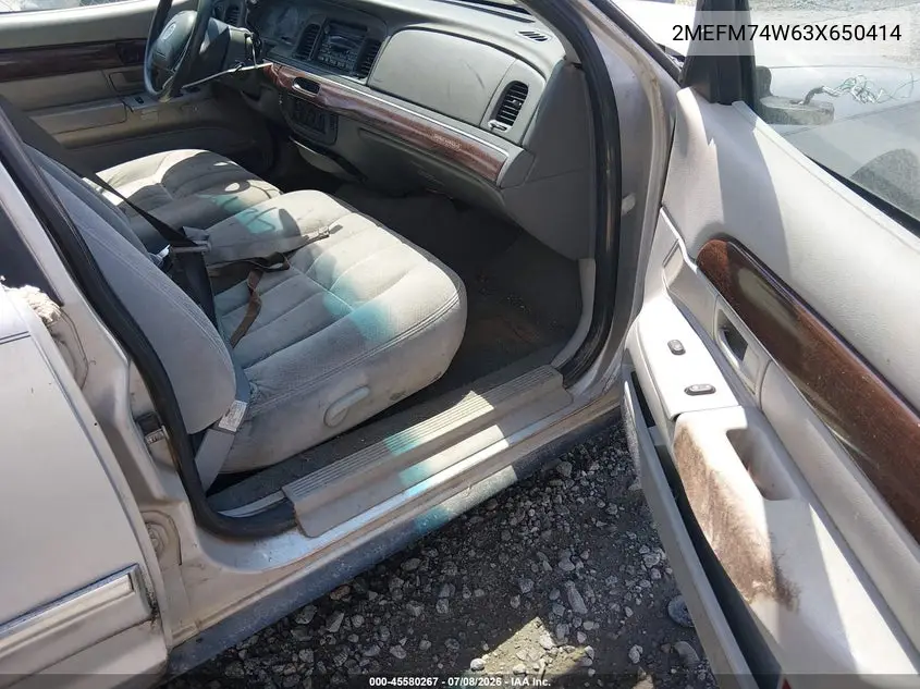 2003 Mercury Grand Marquis Gs VIN: 2MEFM74W63X650414 Lot: 45580267