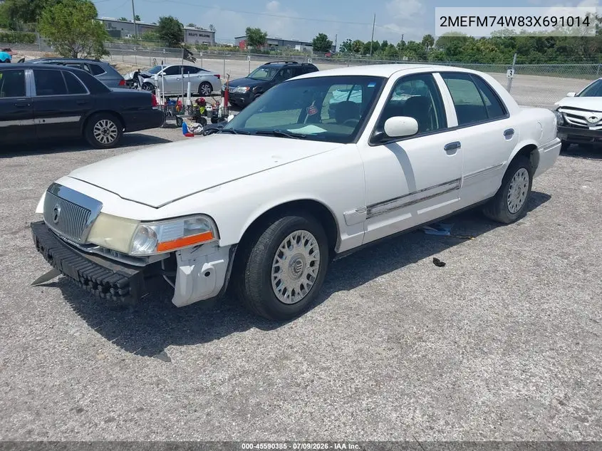 2003 Mercury Grand Marquis Gs VIN: 2MEFM74W83X691014 Lot: 45590385
