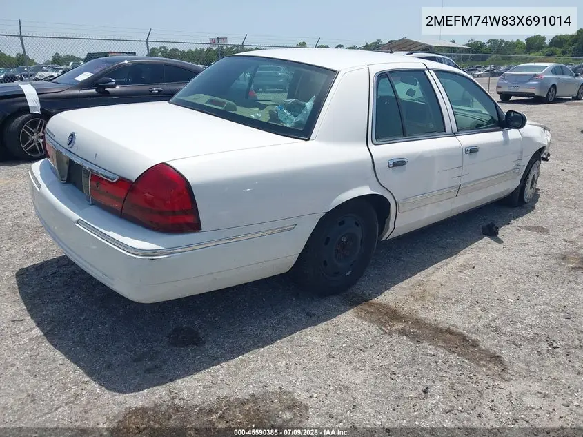 2003 Mercury Grand Marquis Gs VIN: 2MEFM74W83X691014 Lot: 45590385
