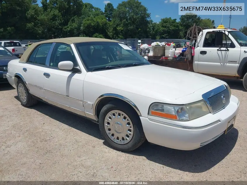 2003 Mercury Grand Marquis Gs VIN: 2MEFM74W33X635675 Lot: 45604648