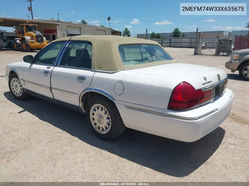 2003 Mercury Grand Marquis Gs VIN: 2MEFM74W33X635675 Lot: 45604648