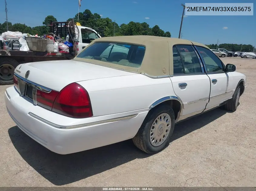 2003 Mercury Grand Marquis Gs VIN: 2MEFM74W33X635675 Lot: 45604648