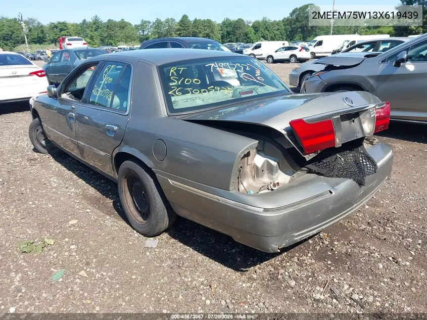 2003 Mercury Grand Marquis Ls VIN: 2MEFM75W13X619439 Lot: 45673067