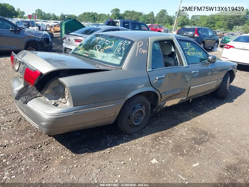 2003 Mercury Grand Marquis Ls VIN: 2MEFM75W13X619439 Lot: 45673067