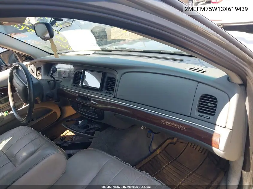 2003 Mercury Grand Marquis Ls VIN: 2MEFM75W13X619439 Lot: 45673067