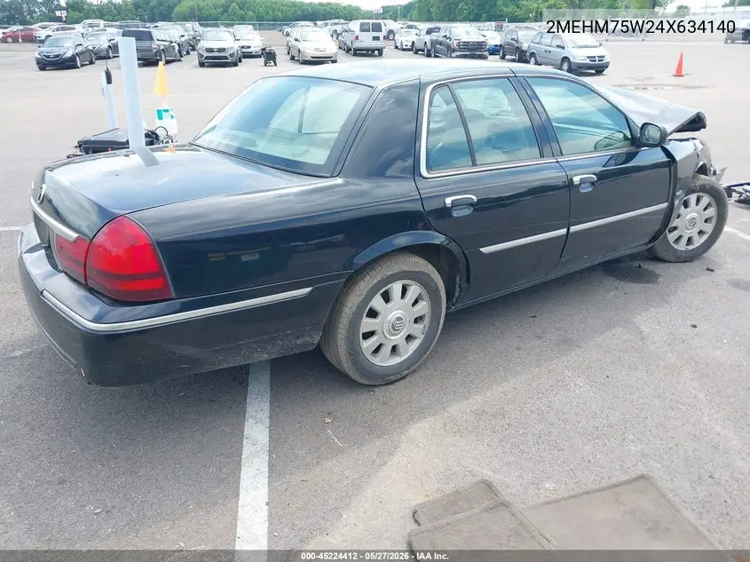 2004 Mercury Grand Marquis Ls VIN: 2MEHM75W24X634140 Lot: 45224412