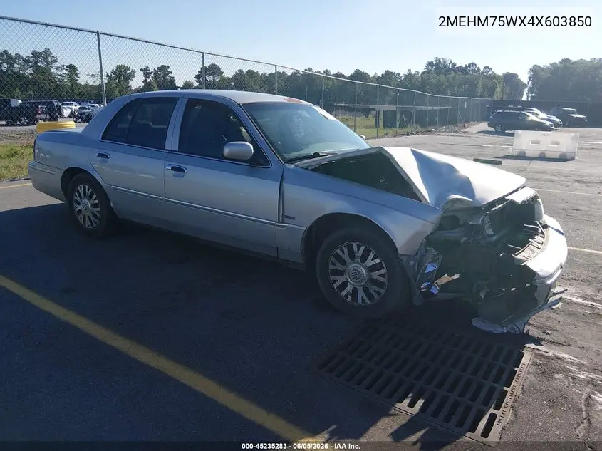 2004 Mercury Grand Marquis Ls VIN: 2MEHM75WX4X603850 Lot: 45235283