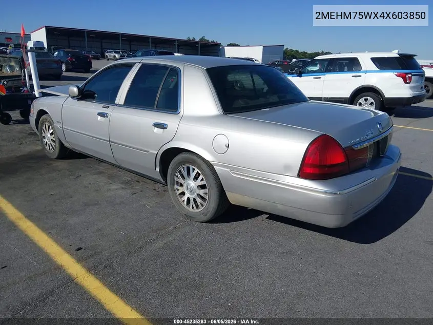 2004 Mercury Grand Marquis Ls VIN: 2MEHM75WX4X603850 Lot: 45235283