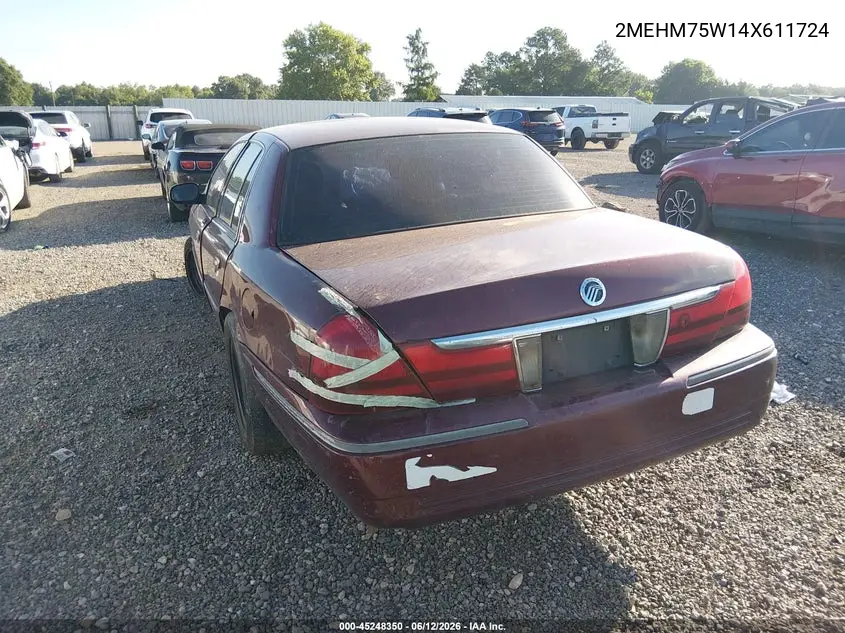 2004 Mercury Grand Marquis Ls VIN: 2MEHM75W14X611724 Lot: 45248350