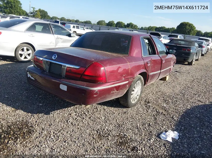 2004 Mercury Grand Marquis Ls VIN: 2MEHM75W14X611724 Lot: 45248350