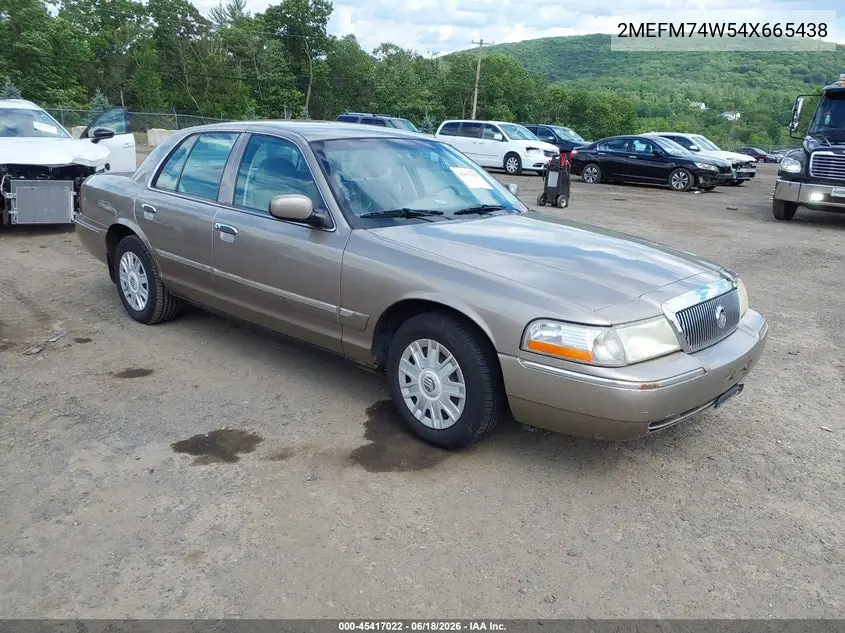 2004 Mercury Grand Marquis Gs VIN: 2MEFM74W54X665438 Lot: 45417022